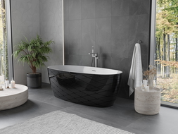 Mexen Olea baignoire autoportante modèle 170 x 80 cm, blanc/noir, trop-plein gris poudre brossé - 52821708075-66