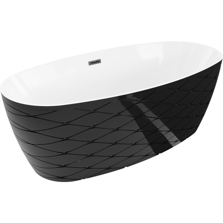 Mexen Olea baignoire îlot modèle 170 x 80 cm, blanc/noir, trop-plein noir - 52821708075-70