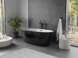 Mexen Olea baignoire autoportante design 170 x 80 cm, blanc/noir, trop-plein noir - 52821708075-70