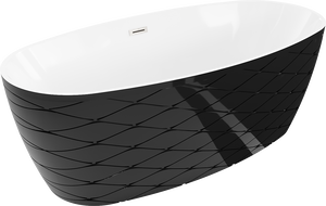 Mexen Olea baignoire autoportante motif 170 x 80 cm, blanc/noir, trop-plein nickel brossé - 52821708075-97
