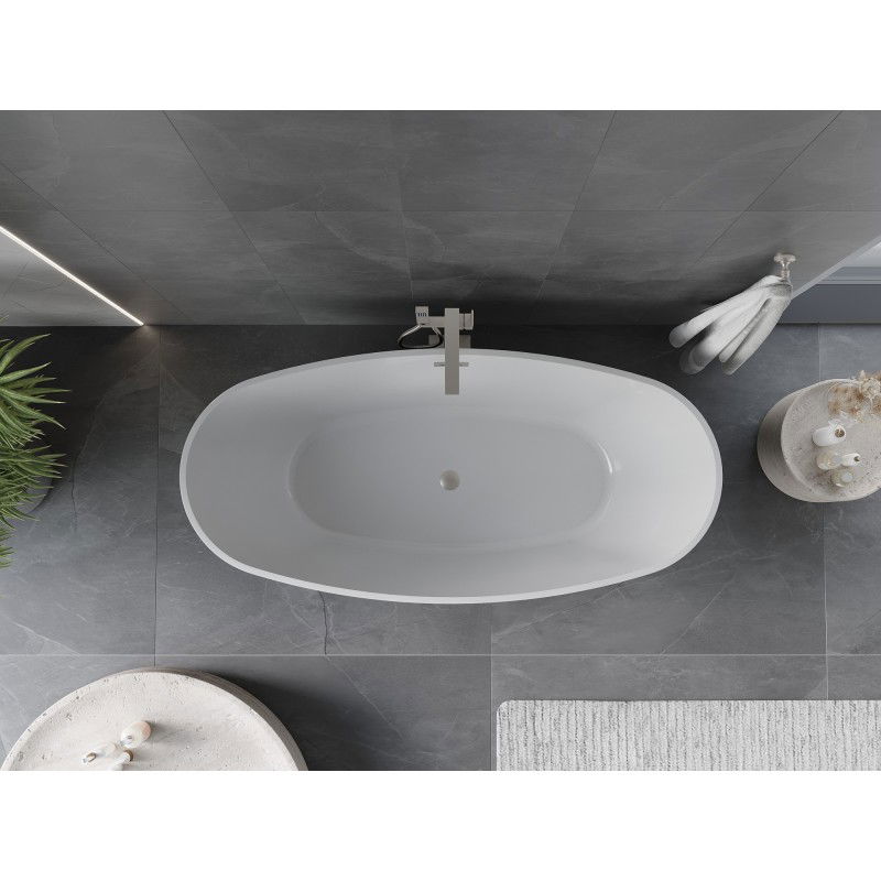 Mexen Olea baignoire autoportante motif 170 x 80 cm, blanc/noir, trop-plein nickel brossé - 52821708075-97