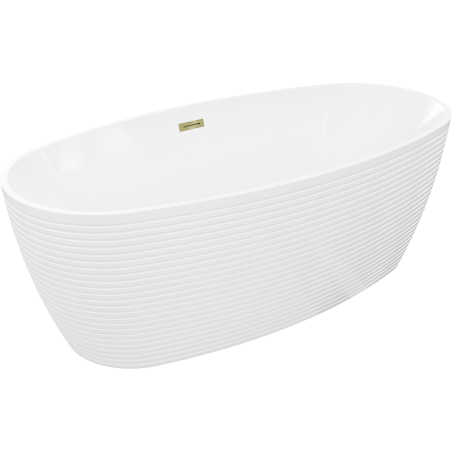 Mexen Lira baignoire autoportante motif 170 x 80 cm, blanche, trop-plein doré - 52831708000-50
