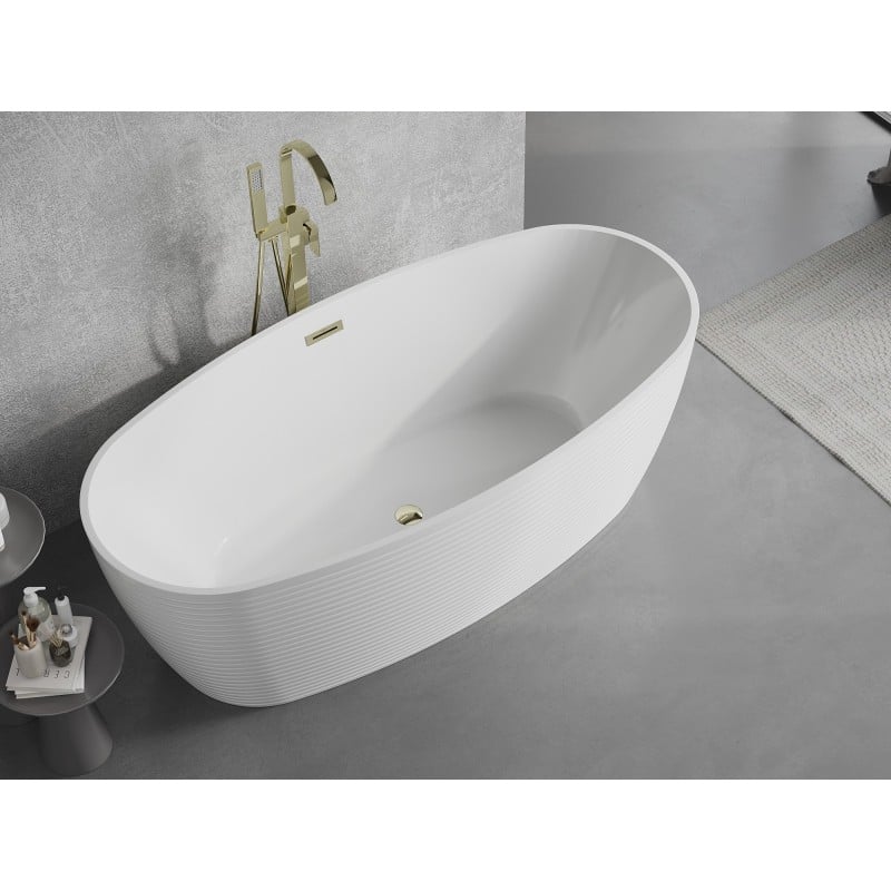 Mexen Lira baignoire autoportante motif 170 x 80 cm, blanche, trop-plein doré - 52831708000-50