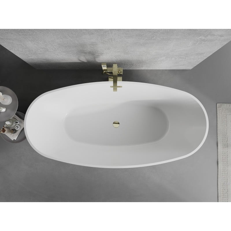 Mexen Lira baignoire autoportante motif 170 x 80 cm, blanche, trop-plein doré - 52831708000-50
