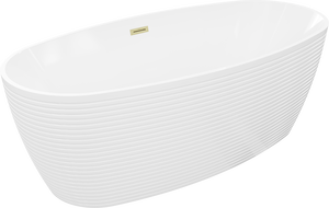 Baignoire autoportante Mexen Lira motif 170 x 80 cm, blanche, trop-plein or brossé - 52831708000-55