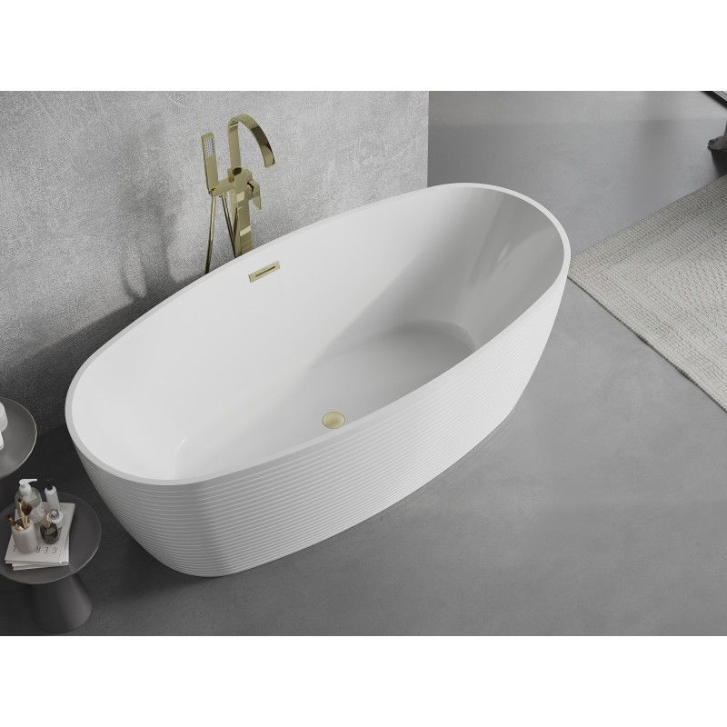 Mexen Lira baignoire autoportante modèle 170 x 80 cm, blanc, trop-plein doré brossé - 52831708000-55
