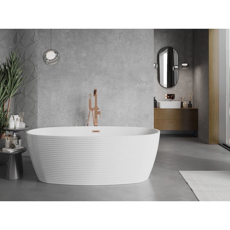 Mexen Lira baignoire autoportante modèle 170 x 80 cm, blanche, trop-plein or rose - 52831708000-60