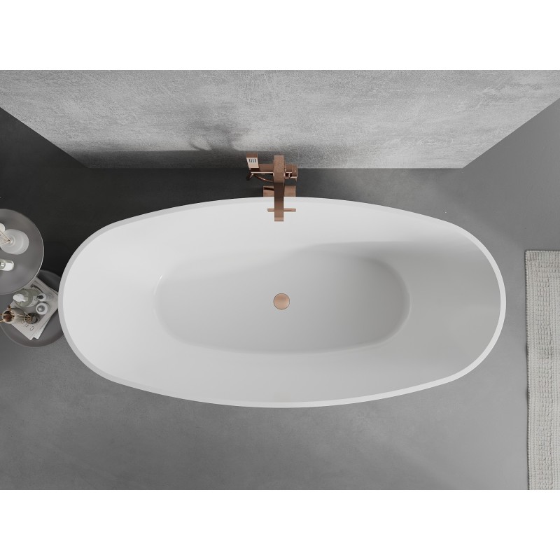 Mexen Lira baignoire autoportante motif 170 x 80 cm, blanche, trop-plein cuivre brossé - 52831708000-65