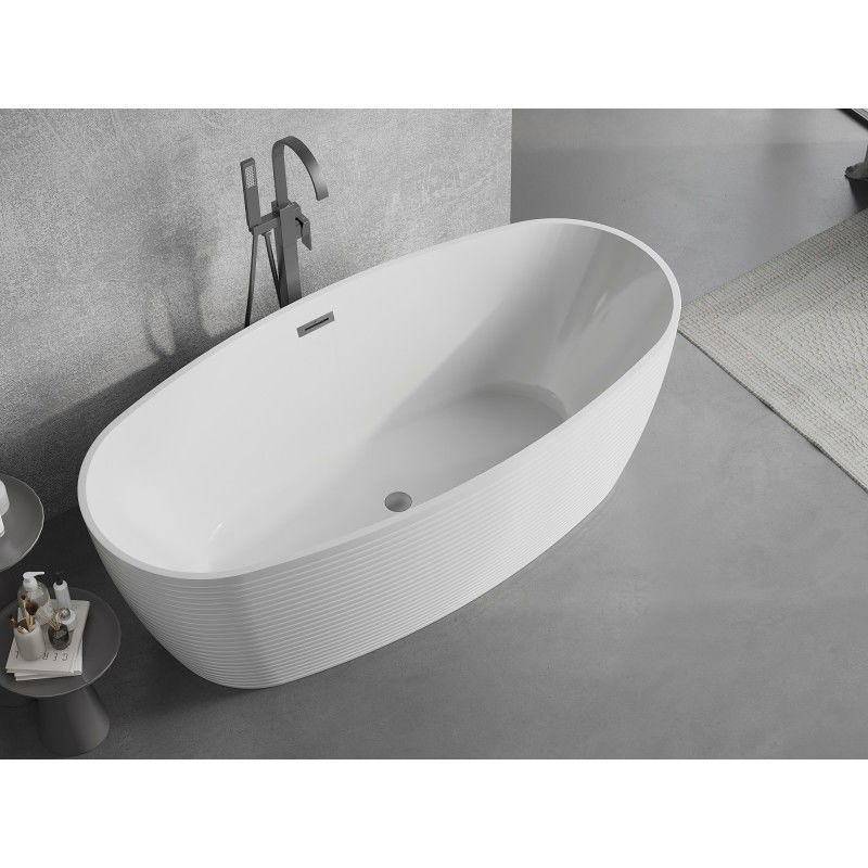 Mexen Lira baignoire autoportante motif 170 x 80 cm, blanche, trop-plein gun gray brossé - 52831708000-66