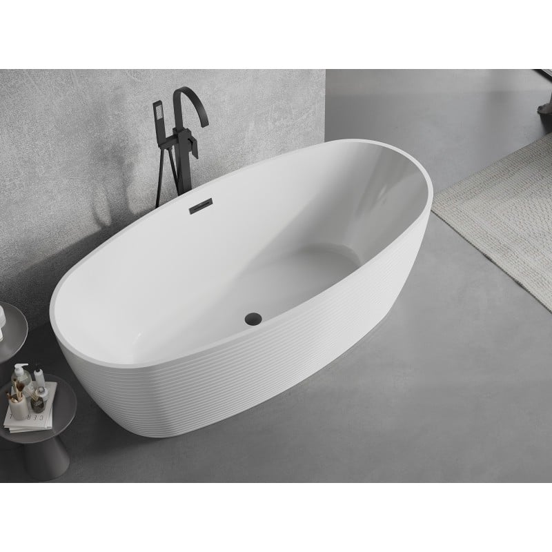 Mexen Lira baignoire autoportante motif 170 x 80 cm, blanche, trop-plein noir - 52831708000-70