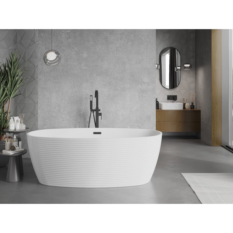 Mexen Lira baignoire autoportante motif 170 x 80 cm, blanche, trop-plein noir - 52831708000-70