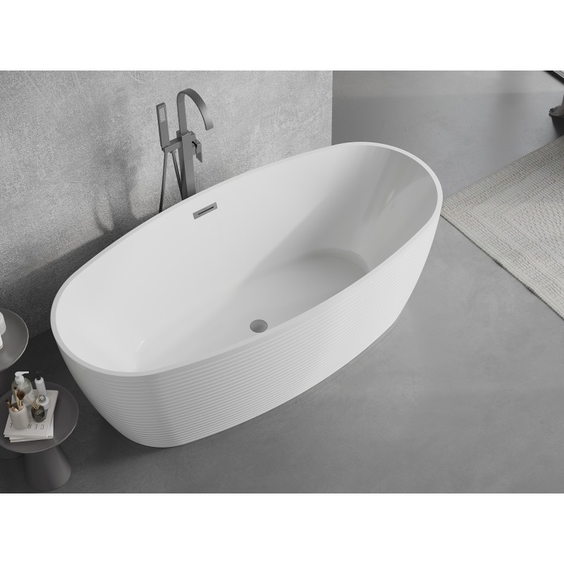 Mexen Lira baignoire autoportante motif 170 x 80 cm, blanche, trop-plein gun metal - 52831708000-95