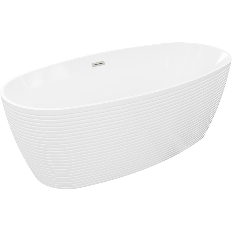 Mexen Lira baignoire autoportante motif 170 x 80 cm, blanc, trop-plein nickel brossé - 52831708000-97