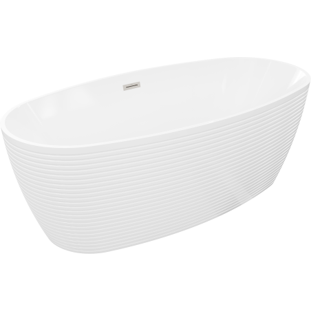 Mexen Lira baignoire autoportante motif 170 x 80 cm, blanche, trop-plein nickel brossé - 52831708000-97