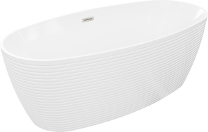 Mexen Lira baignoire autoportante motif 170 x 80 cm, blanc, trop-plein nickel brossé - 52831708000-97