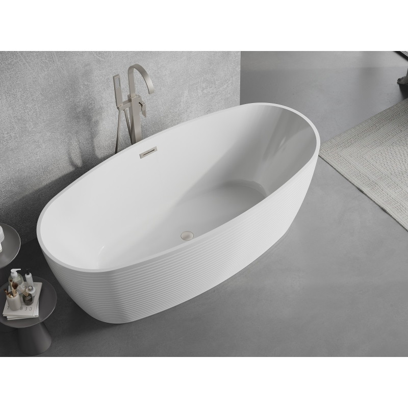 Mexen Lira baignoire autoportante motif 170 x 80 cm, blanc, trop-plein nickel brossé - 52831708000-97