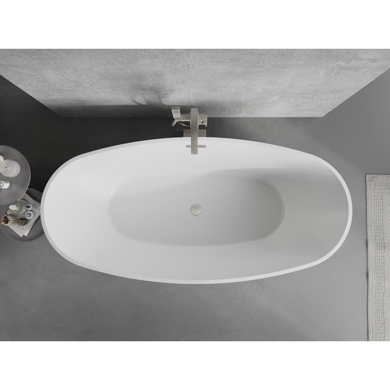Mexen Lira baignoire autoportante motif 170 x 80 cm, blanc, trop-plein nickel brossé - 52831708000-97