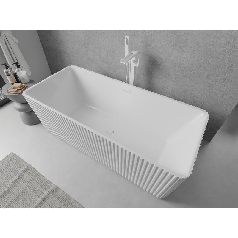 Mexen Nila baignoire autoportante rainurée 170 x 75 cm, blanc, trop-plein blanc - 52841708000-20