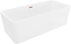 Mexen Nila baignoire autoportante rainurée 170 x 75 cm, blanche, trop-plein or rose - 52841708000-60