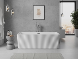 Mexen Nila baignoire autoportante rainurée 170 x 75 cm, blanche, trop-plein gun gray brossé - 52841708000-66