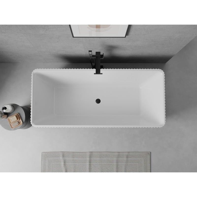 Mexen Nila baignoire autoportante rainurée 170 x 75 cm, blanche, trop-plein noir - 52841708000-70