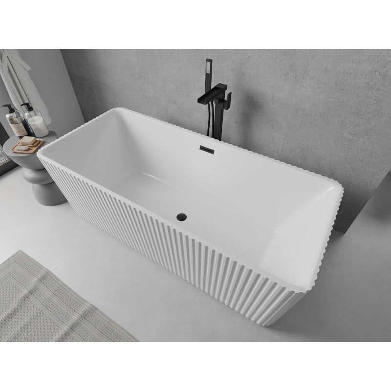 Mexen Nila baignoire autoportante rainurée 170 x 75 cm, blanche, trop-plein noir - 52841708000-70