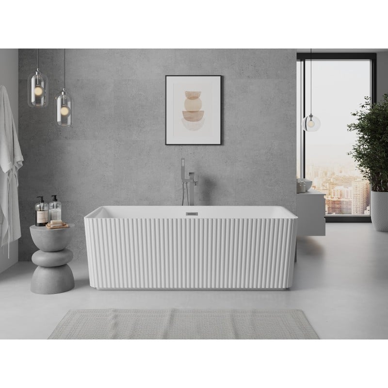 Mexen Nila baignoire autoportante rainurée 170 x 75 cm, blanche, trop-plein gun metal - 52841708000-95