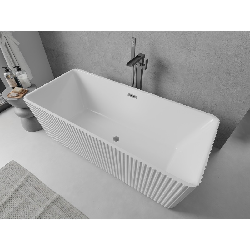 Mexen Nila baignoire autoportante rainurée 170 x 75 cm, blanche, trop-plein gun metal - 52841708000-95
