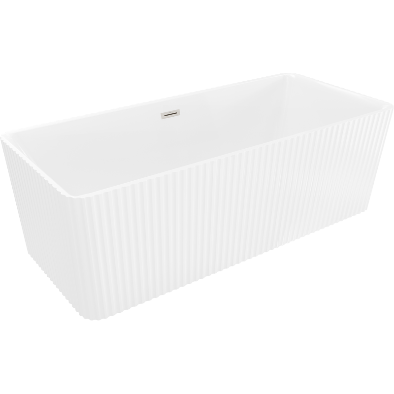Mexen Nila baignoire autonome cannelée 170 x 75 cm, blanche, trop-plein nickel brossé - 52841708000-97