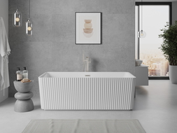 Mexen Nila baignoire autonome cannelée 170 x 75 cm, blanche, trop-plein nickel brossé - 52841708000-97