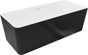 Mexen Nila baignoire autoportante rainurée 170 x 75 cm, blanc/noir, trop-plein blanc - 52841708075-20