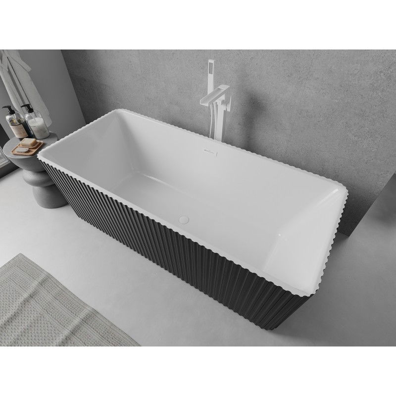 Mexen Nila baignoire autoportante rainurée 170 x 75 cm, blanc/noir, trop-plein blanc - 52841708075-20