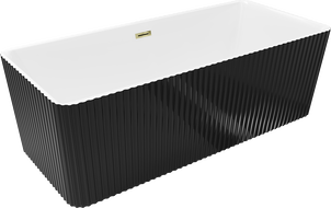 Mexen Nila baignoire autoportante striée 170 x 75 cm, blanche/noire, trop-plein doré - 52841708075-50