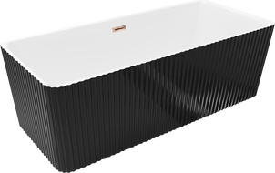 Mexen Nila baignoire autoportante cannelée 170 x 75 cm, blanc/noir, trop-plein or rose - 52841708075-60
