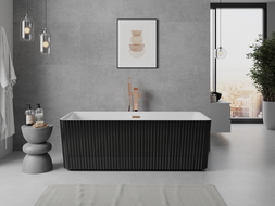 Mexen Nila baignoire autoportante nervurée 170 x 75 cm, blanc/noir, trop-plein or rose - 52841708075-60
