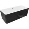 Mexen Nila baignoire autoportante rainurée 170 x 75 cm, blanc/noir, trop-plein cuivre brossé - 52841708075-65