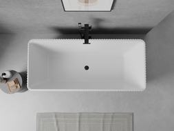 Mexen Nila baignoire autoportante rainurée 170 x 75 cm, blanche/noire, trop-plein noir - 52841708075-70