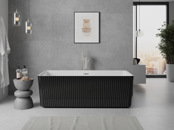 Mexen Nila baignoire autoportante rainurée 170 x 75 cm, blanc/noir, trop-plein nickel brossé - 52841708075-97