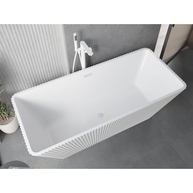 Mexen Tava baignoire autoportante rainurée 170 x 75 cm, blanche, trop-plein blanc - 52851707500-20