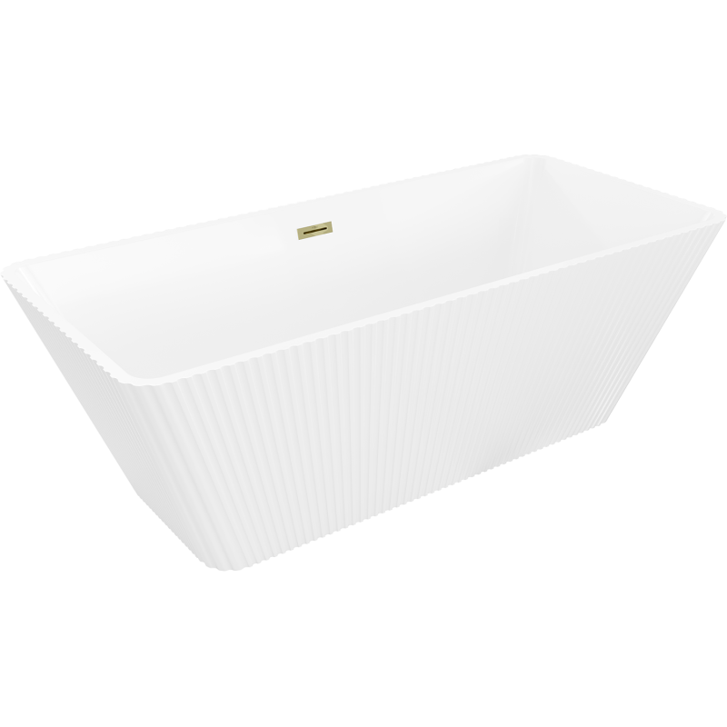 Mexen Tava baignoire autoportante rainurée 170 x 75 cm, blanche, trop-plein doré - 52851707500-50
