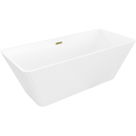 Mexen Tava baignoire autoportante rainurée 170 x 75 cm, blanche, trop-plein doré - 52851707500-50