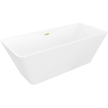 Mexen Tava baignoire autoportante rainurée 170 x 75 cm, blanche, trop-plein doré brossé - 52851707500-55