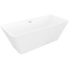 Mexen Tava baignoire autoportante rainurée 170 x 75 cm, blanche, trop-plein brossé or - 52851707500-55