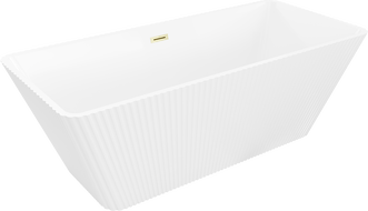 Mexen Tava baignoire autoportante rainurée 170 x 75 cm, blanche, trop-plein brossé or - 52851707500-55