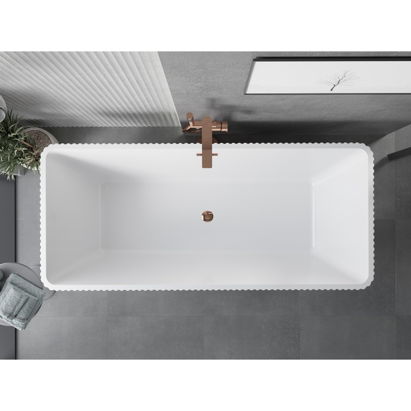 Mexen Tava baignoire autoportante rainurée 170 x 75 cm, blanche, trop-plein or rose - 52851707500-60