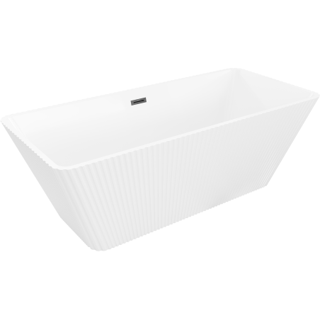 Mexen Tava baignoire autoportante cannelée 170 x 75 cm, blanche, trop-plein noir - 52851707500-70