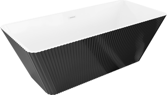 Mexen Tava baignoire autoportante rainurée 170 x 75 cm, blanche/noire, trop-plein blanc - 52851707575-20