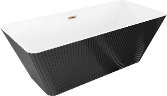 Mexen Tava baignoire autoportante rainurée 170 x 75 cm, blanc/noir, trop-plein or rose - 52851707575-60