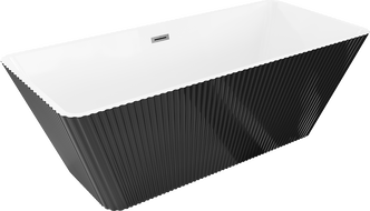 Mexen Tava baignoire autoportante rainurée 170 x 75 cm, blanc/noir, trop-plein gun gray brossé - 52851707575-66