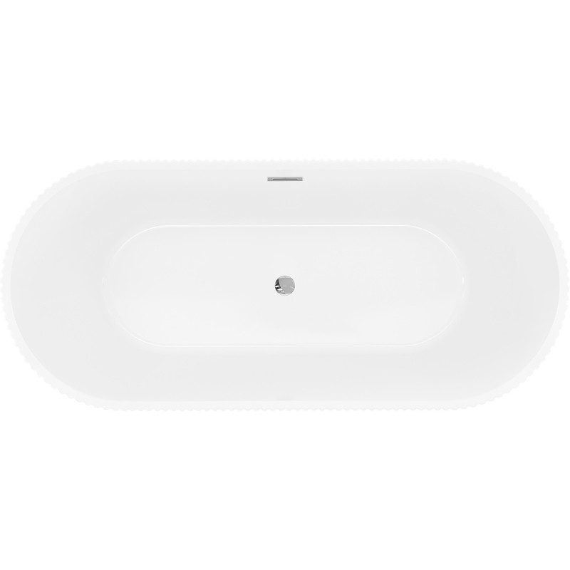 Mexen Yara baignoire autoportante rainurée 170 x 75 cm, blanche, trop-plein chrome - 52861707500-01